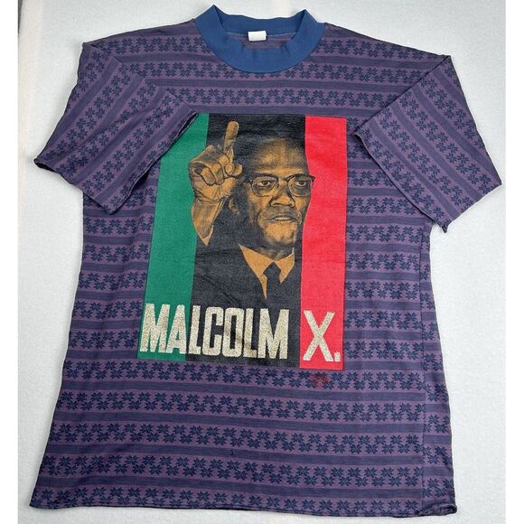 Vintage 70s Malcolm X International Modern Clothing‎ Purple History T-Shirt